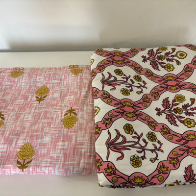 Jaipuri Block Print Single Dohar Set of 2 – Floral & Jaal Print
