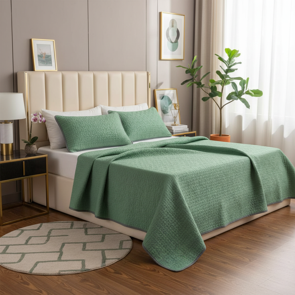 Green Quilted Bedding