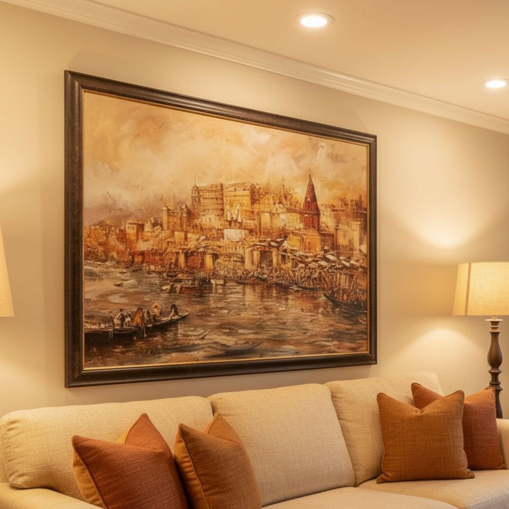 Varanasi Golden Glow | Hand Painting of Varanasi Ghaat