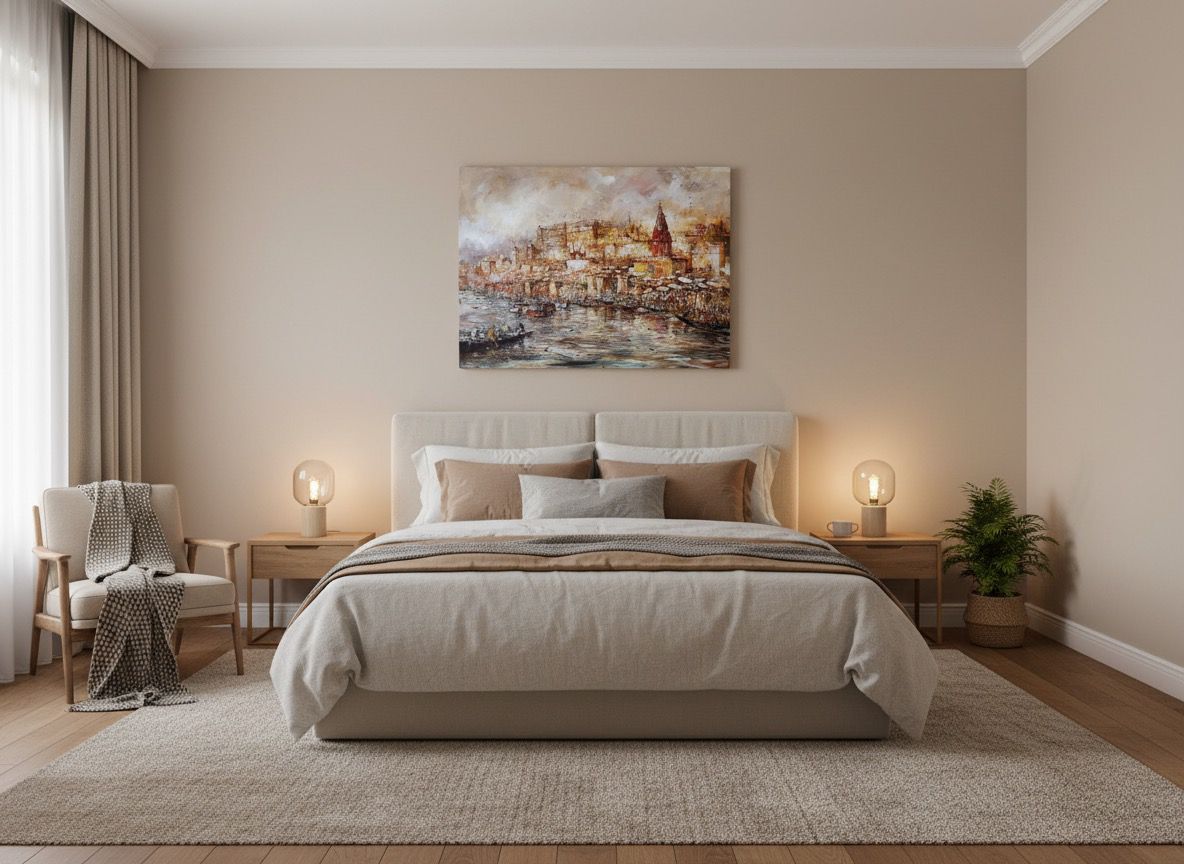 Varanasi Golden Glow | Hand Painting of Varanasi Ghaat