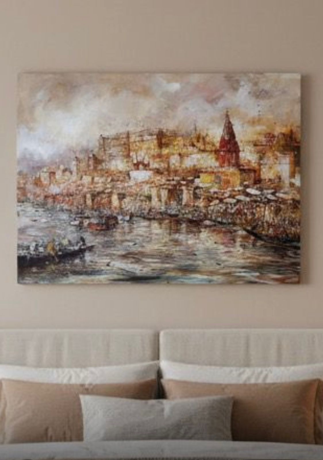 Varanasi Golden Glow | Hand Painting of Varanasi Ghaat