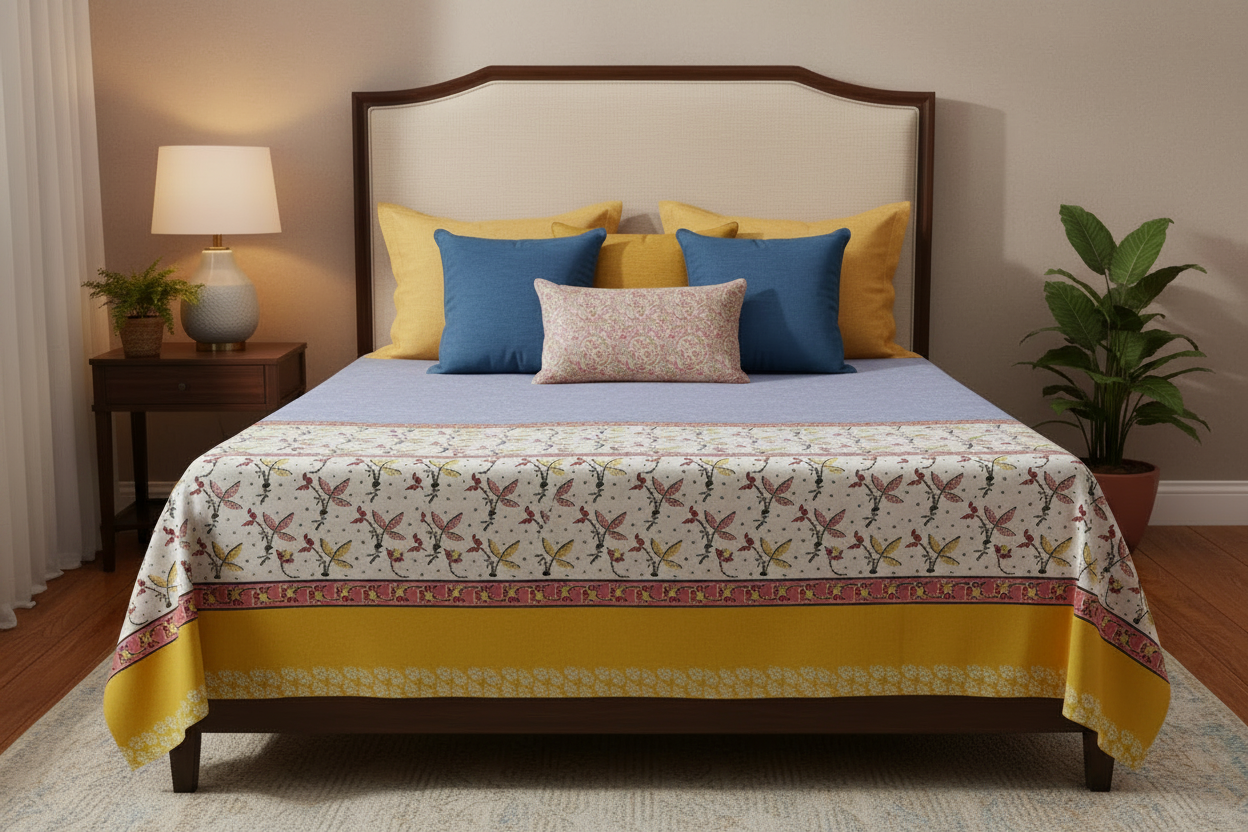 Ajrak print pure cotton bedsheet