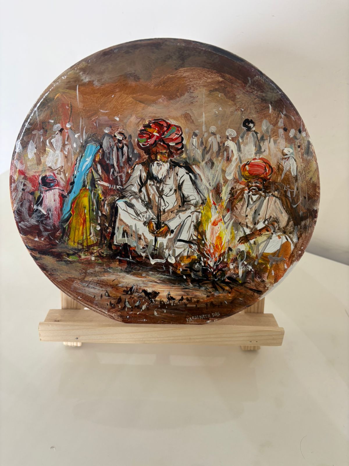 Handmade plate painting - Villagers