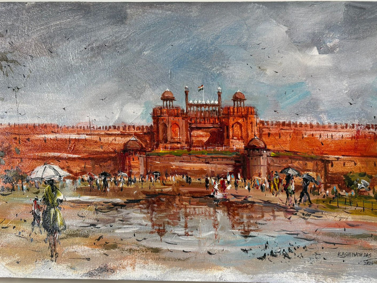 Flag Hoisting with Monsoon Reflection at the Red Fort