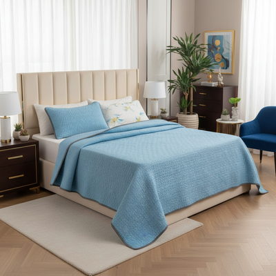 Blue Quilted Bedding