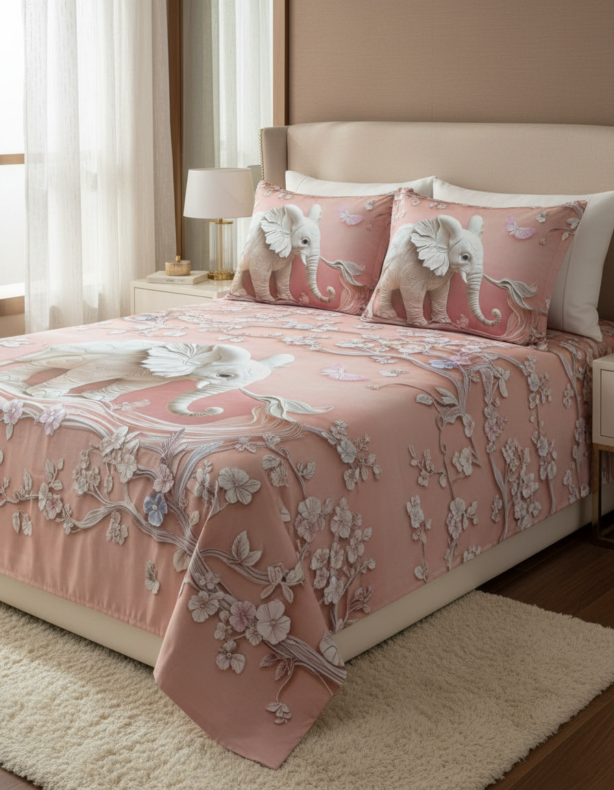 Elephant bedsheet with 2 pillow covers