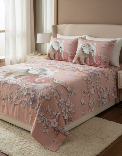 Elephant bedsheet with 2 pillow covers
